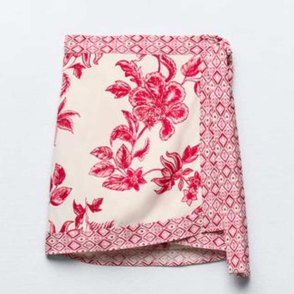 Zara Red and White Mini Skirt / Swim Cover Up